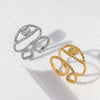 Wholesale Women's Simple Stainless Steel Open Ring With Devil's Eye Cut Out 18K Goldplated Titanium Steel Hand Jewelry