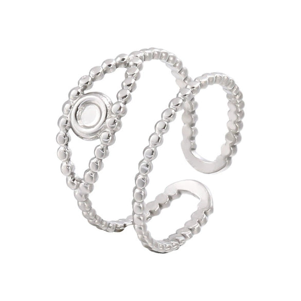 Wholesale Women's Simple Stainless Steel Open Ring With Devil's Eye Cut Out 18K Goldplated Titanium Steel Hand Jewelry