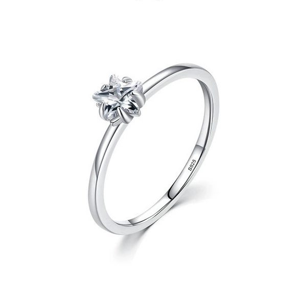 Wholesale Women's Simple Star S925 Sterling Silver Ring Inlaid Zircon