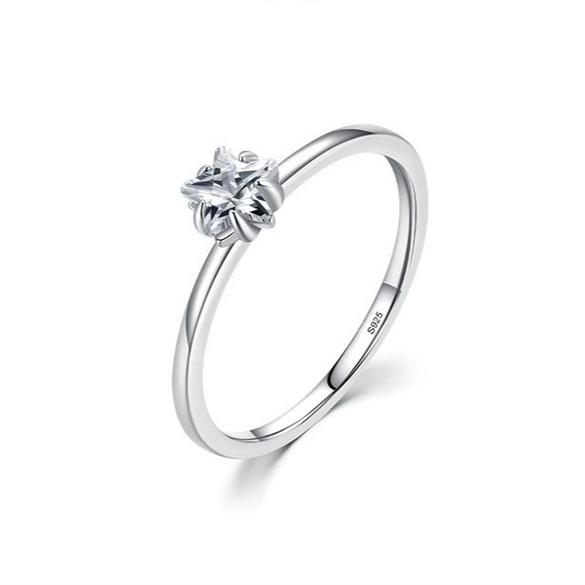 Wholesale Women's Simple Star S925 Sterling Silver Ring Inlaid Zircon