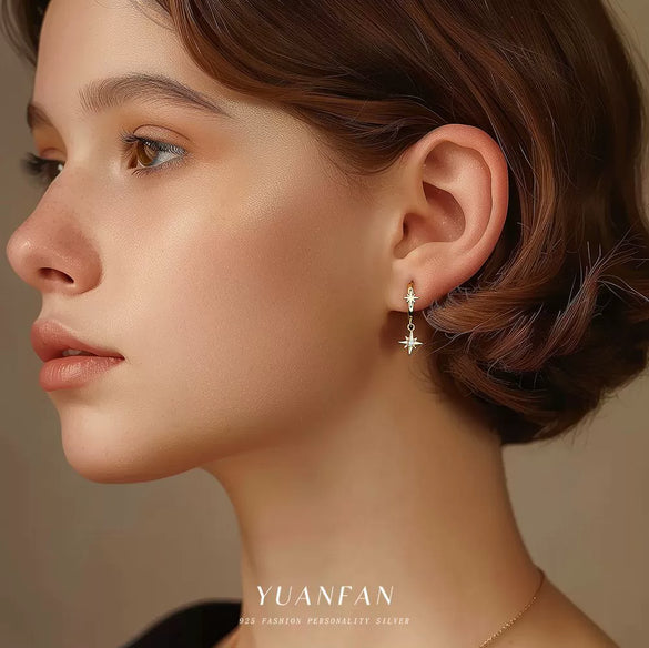 Wholesale Women's Simple Star Shape 925 Sterling Silver Earrings With Zirconia