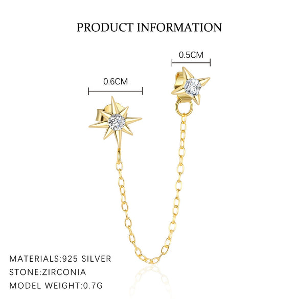 Wholesale Women's Simple Star Shape 925 Sterling Silver Earrings With Zirconia