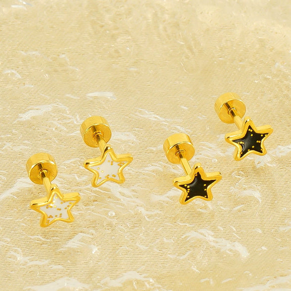 Wholesale Women's Simple Star 316L Stainless Steel Electroplated Earrings