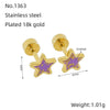 Wholesale Women's Simple Star 316L Stainless Steel Electroplated Earrings