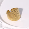 Wholesale Women's Simple Starshaped Stainless Steel Goldplated Open Ring Hand Jewelry