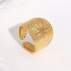 Wholesale Women's Simple Starshaped Stainless Steel Goldplated Open Ring Hand Jewelry