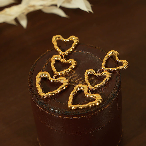 Wholesale Women's Simple Steel Goldplated Heartshaped Earrings Jewelry