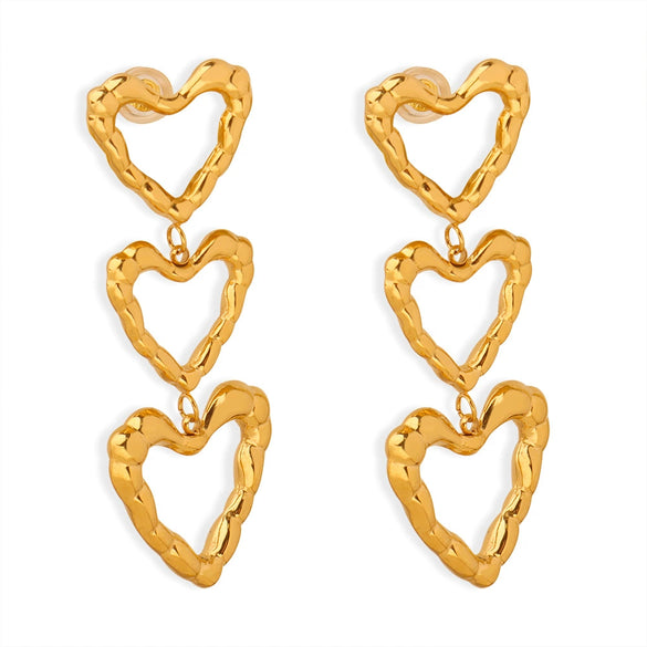 Wholesale Women's Simple Steel Goldplated Heartshaped Earrings Jewelry