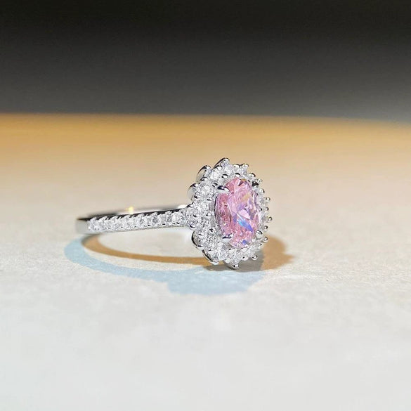 Wholesale Women's Simple 925 Sterling Silver Geometric Snowflake Diamond Ring With Electroplating