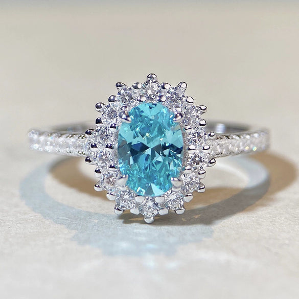 Wholesale Women's Simple 925 Sterling Silver Geometric Snowflake Diamond Ring With Electroplating