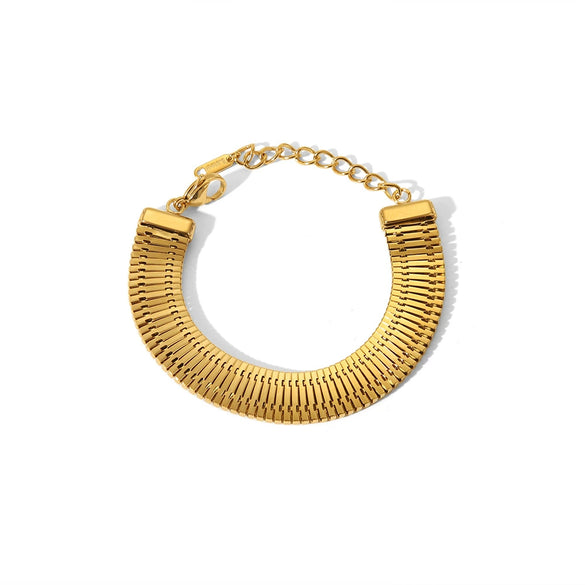 Wholesale Women's Simple Street Style Stainless Steel Jewelry Suit With Serpentine Snake Bone Chain And Pvdp Furnace Real Gold Treatment
