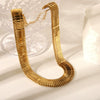 Wholesale Women's Simple Street Style Stainless Steel Jewelry Suit With Serpentine Snake Bone Chain And Pvdp Furnace Real Gold Treatment