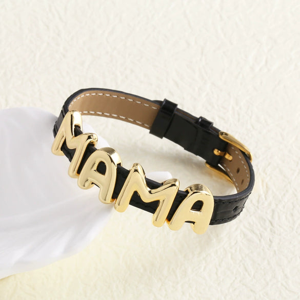 Wholesale Women's Simple Style Copper Cowhide Watch Bracelet With Letters Numbers And Text Electroplated