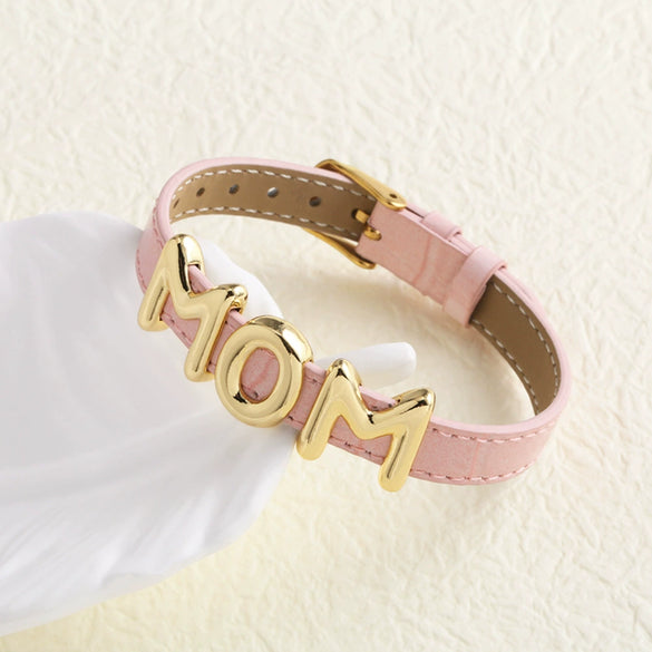 Wholesale Women's Simple Style Copper Cowhide Watch Bracelet With Letters Numbers And Text Electroplated