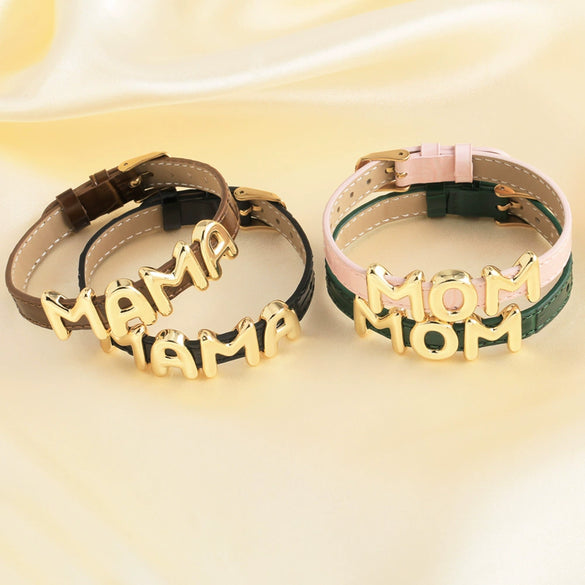 Wholesale Women's Simple Style Copper Cowhide Watch Bracelet With Letters Numbers And Text Electroplated