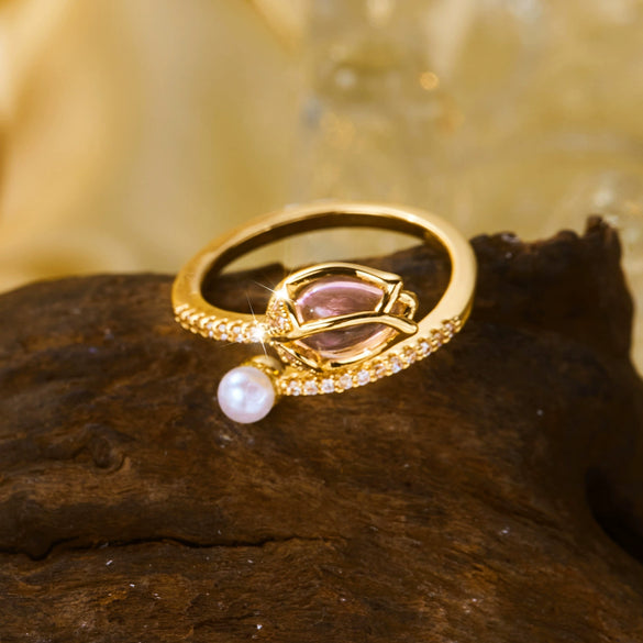 Wholesale Women's Simple Style Copper Electroplated Flower Shaped Pearl Geometric Ring
