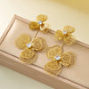 Wholesale Women's Simple Style Flowershaped Stainless Steel Electroplated Earrings