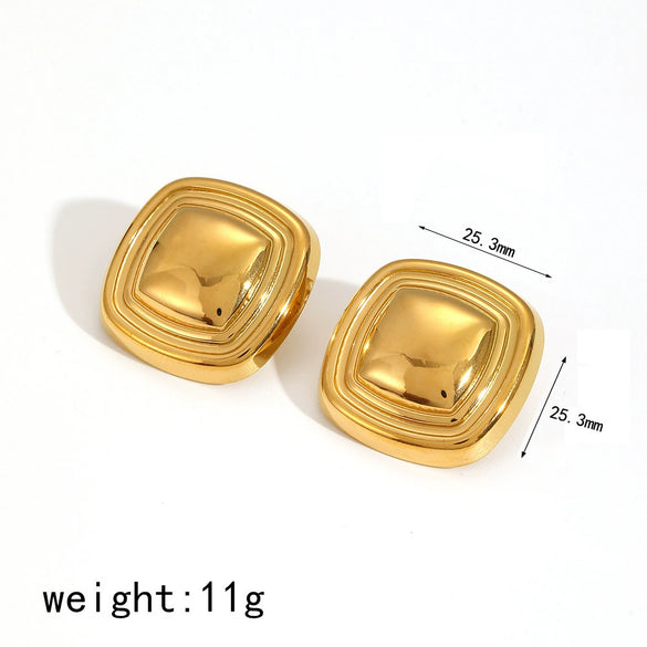Wholesale Women's Simple Style Geometric Fivepointed Star Stainless Steel 18K Goldplated Earrings