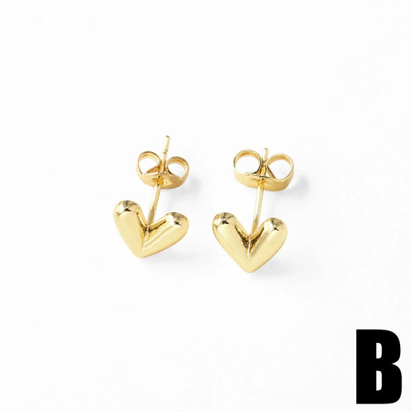 Wholesale Women's Simple Style Heartshaped Copper Earrings With Electroplating