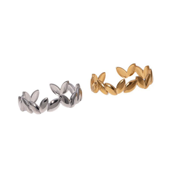 Wholesale Women's Simple Style Stainless Steel Electroplated Flower Shape Open Ring Hand Jewelry