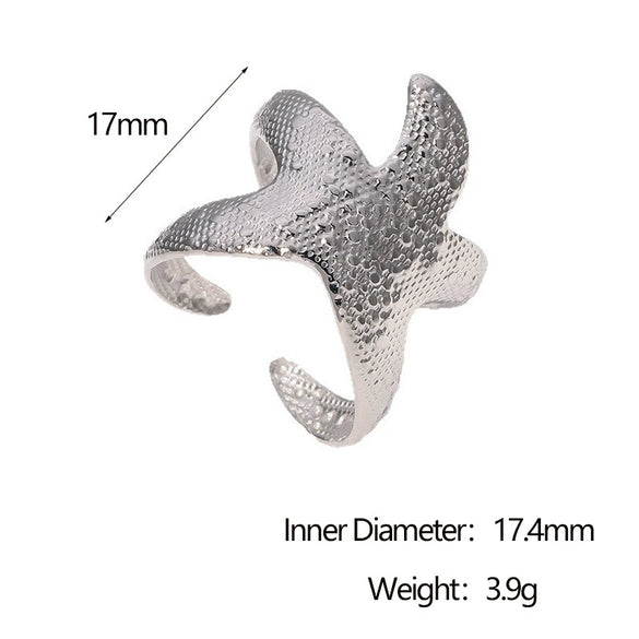 Wholesale Women's Simple Style Stainless Steel Starfish Electroplated Ring