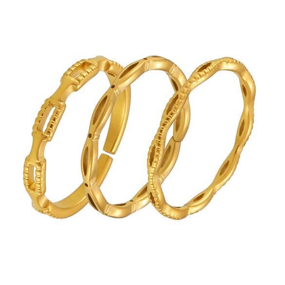 Wholesale Women's Simple Thin Plain Hollow Stackable Tail Ring Titanium Steel With Geometric Pattern And Electroplating
