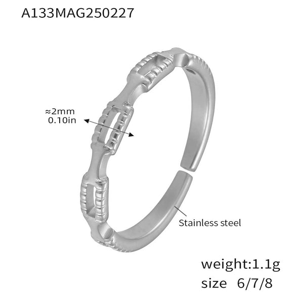 Wholesale Women's Simple Thin Plain Hollow Stackable Tail Ring Titanium Steel With Geometric Pattern And Electroplating