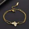 Wholesale Women's Simple Titanium Steel Geometry Pattern Polished Butterfly Bead Chain Bracelet