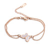 Wholesale Women's Simple Titanium Steel Geometry Pattern Polished Butterfly Bead Chain Bracelet