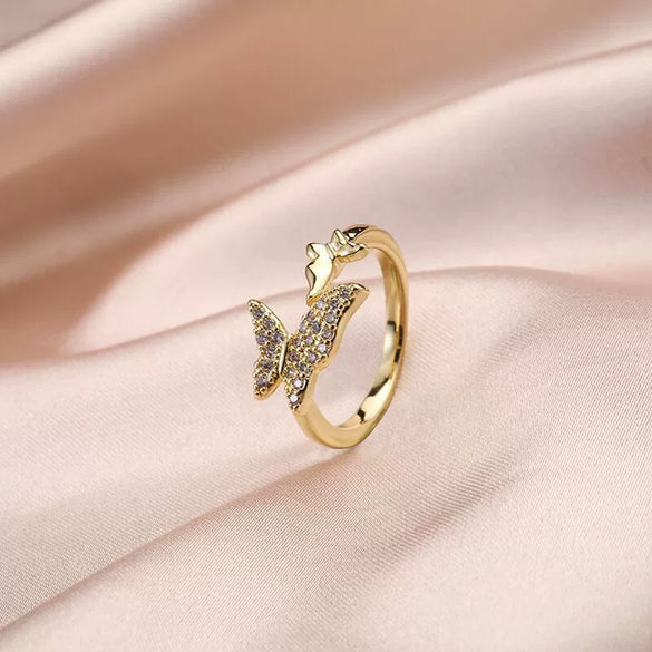 Wholesale Women's Simple Trendy Zircon Open Ring Copper Jewelry