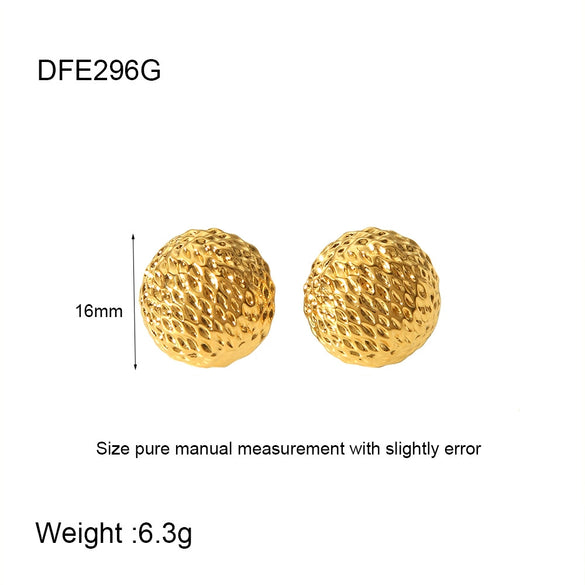 Wholesale Women's Simple Versatile Goldplated Stainless Steel Semicircle Geometric Diamond Cut Earrings