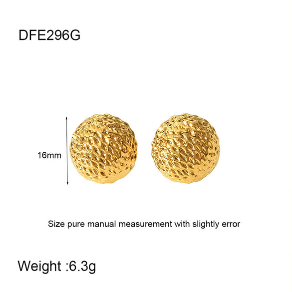 Wholesale Women's Simple Versatile Goldplated Stainless Steel Semicircle Geometric Diamond Cut Earrings