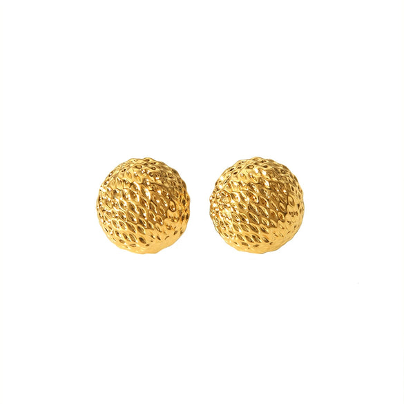 Wholesale Women's Simple Versatile Goldplated Stainless Steel Semicircle Geometric Diamond Cut Earrings