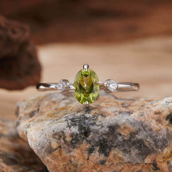 Wholesale Women's Simple Versatile S925 Sterling Silver Geometric Gemstone Ring Set With Natural Topaz Garnet Diopside Peridot