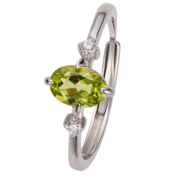 Wholesale Women's Simple Versatile S925 Sterling Silver Geometric Gemstone Ring Set With Natural Topaz Garnet Diopside Peridot
