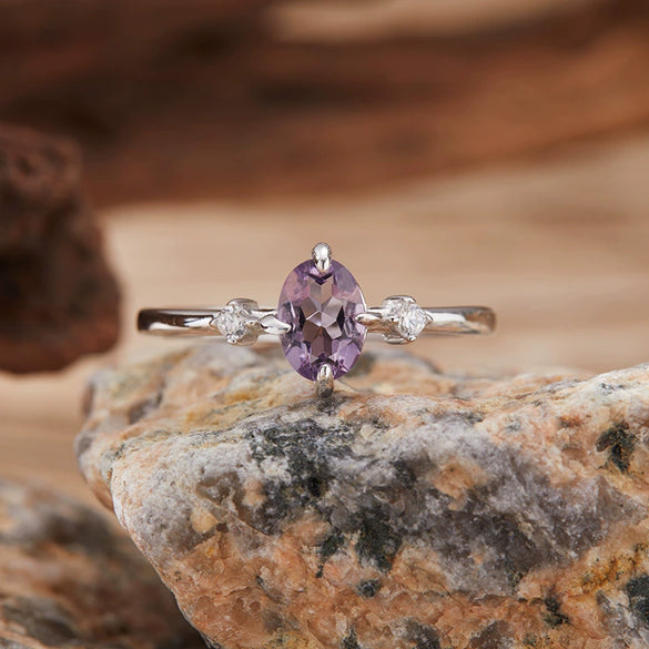 Wholesale Women's Simple Versatile S925 Sterling Silver Geometric Gemstone Ring Set With Natural Topaz Garnet Diopside Peridot