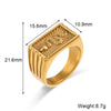Wholesale Women's Simple Y2k Fashion Ring Stainless Steel 18K Gold Plated With Square Zircon And Geometric Design Electroplated
