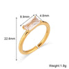 Wholesale Women's Simple Y2k Fashion Ring Stainless Steel 18K Gold Plated With Square Zircon And Geometric Design Electroplated