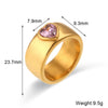 Wholesale Women's Simple Y2k Fashion Ring Stainless Steel 18K Gold Plated With Square Zircon And Geometric Design Electroplated