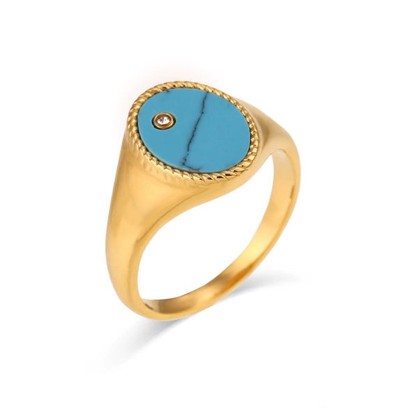 Wholesale Women's Simple Y2k Fashion Ring Stainless Steel 18K Gold Plated With Square Zircon And Geometric Design Electroplated
