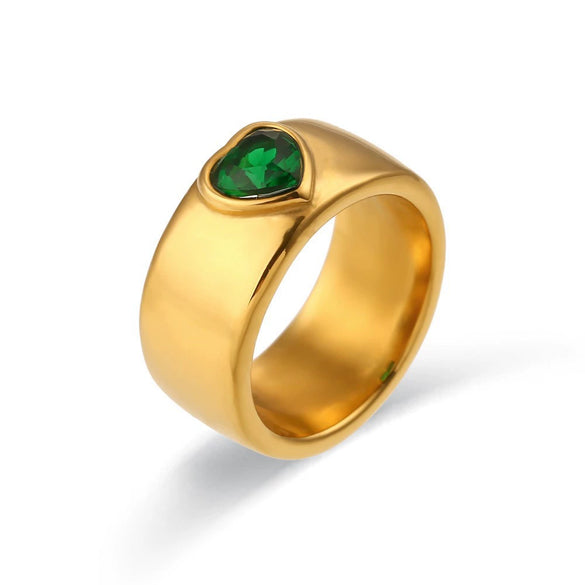 Wholesale Women's Simple Y2k Fashion Ring Stainless Steel 18K Gold Plated With Square Zircon And Geometric Design Electroplated