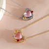 Wholesale Women's Single Diamond Heart Shaped Clavicle Necklace In Copper With Electroplating
