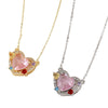 Wholesale Women's Single Diamond Heart Shaped Clavicle Necklace In Copper With Electroplating