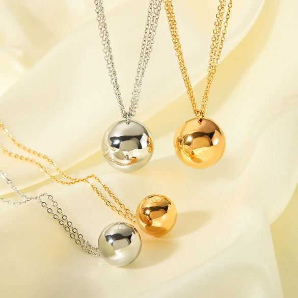 Wholesale Women's Small Ball Stainless Steel Necklace With Geometric Design 18K Gold Plated By Vacuum Real Gold Electroplating In Pvd Furnace