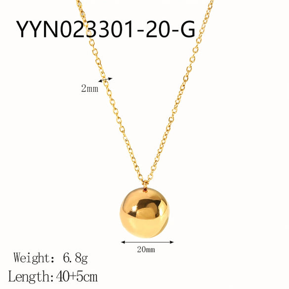 Wholesale Women's Small Ball Stainless Steel Necklace With Geometric Design 18K Gold Plated By Vacuum Real Gold Electroplating In Pvd Furnace