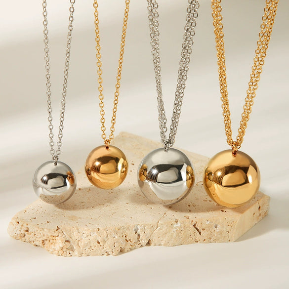 Wholesale Women's Small Ball Stainless Steel Necklace With Geometric Design 18K Gold Plated By Vacuum Real Gold Electroplating In Pvd Furnace