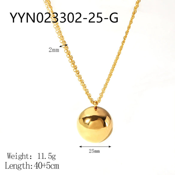 Wholesale Women's Small Ball Stainless Steel Necklace With Geometric Design 18K Gold Plated By Vacuum Real Gold Electroplating In Pvd Furnace