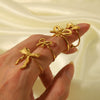 Wholesale Women's Small Fresh Butterfly Opening Ring In Stainless Steel With Bow Pattern And Vacuum Real Gold Electroplating In Pvd Furnace