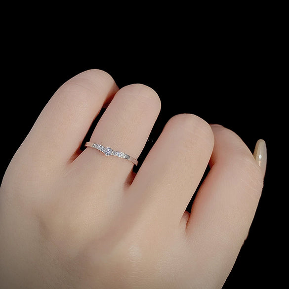 Wholesale Women's Small Fresh Geometric S925 Sterling Silver Ring With Electroplating