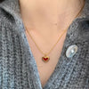 Wholesale Women's Small Fresh Style Red Heart Titanium Steel Electroplated Necklace With Circle Chain